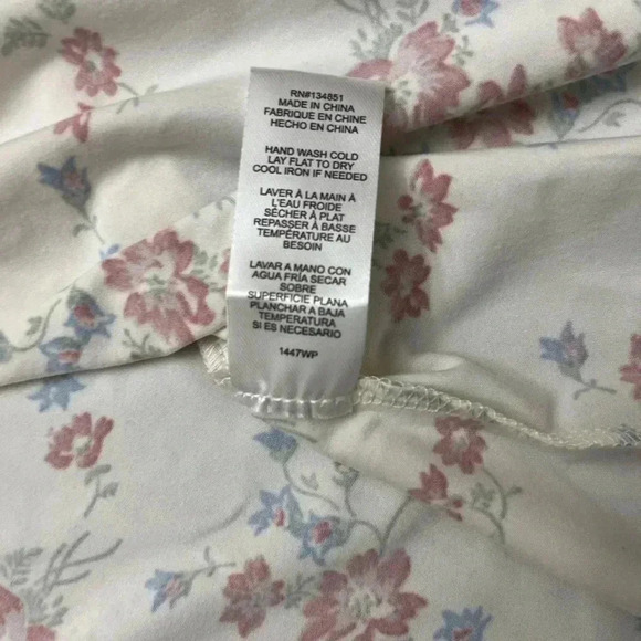 WAYF Alexa Short Sleeve Front Slit Midi Dress Ivory Whisper Pink Floral 1X NWT - Picture 5 of 14